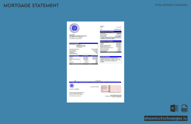 Beispiel eines Hypothekenauszugs der Myanmar Investment and Commercial Bank (Word- und PDF-Datei)